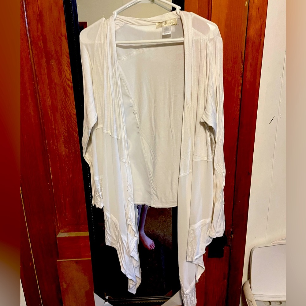 Buckle white XL asymmetrical cardigan